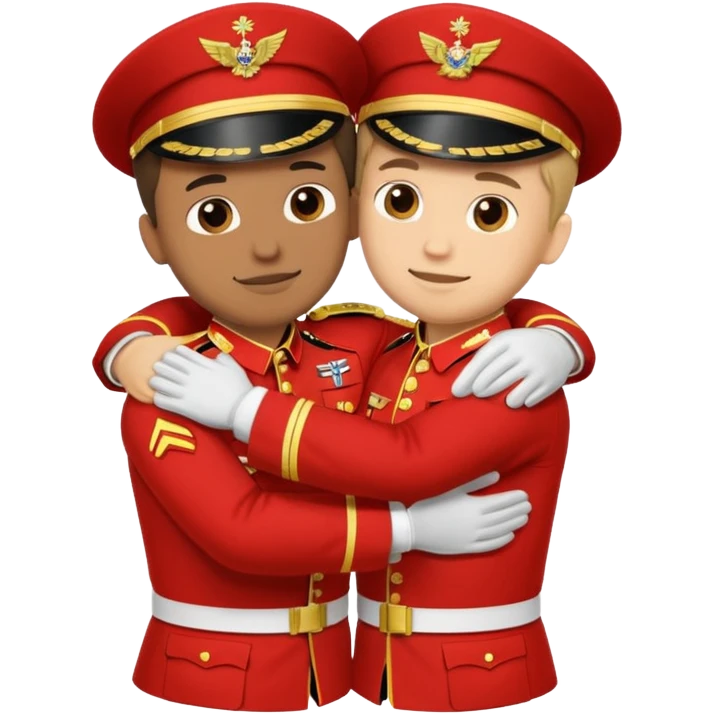 dos soldados dando es un abrazo de solidaridad de fraternidad emoji
