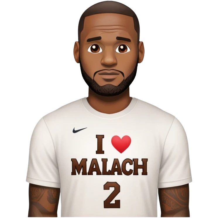 LeBron with a shirt on that says I love Malachi emoji