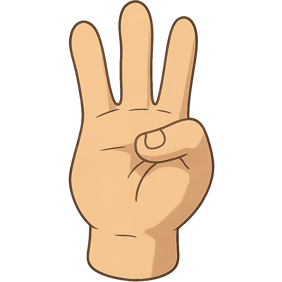 ghibli style hand with three fingers emoji