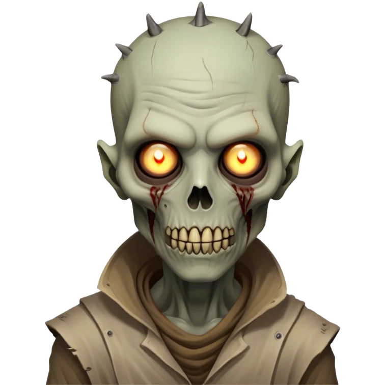 Cinematic Realistic WoW undead civilian Portrait, head tilted epicly and inquisitively, showcasing grim resilience and defiant strength. His withered, pallid skin and intense, glowing eyes contrast starkly with his worn, earth-toned clothes, rendered in meticulous detail. With dynamic, high-contrast lighting and high shine, this portrait exudes an epic aura, capturing the relentless will of a battle-hardened undead civilian. emoji