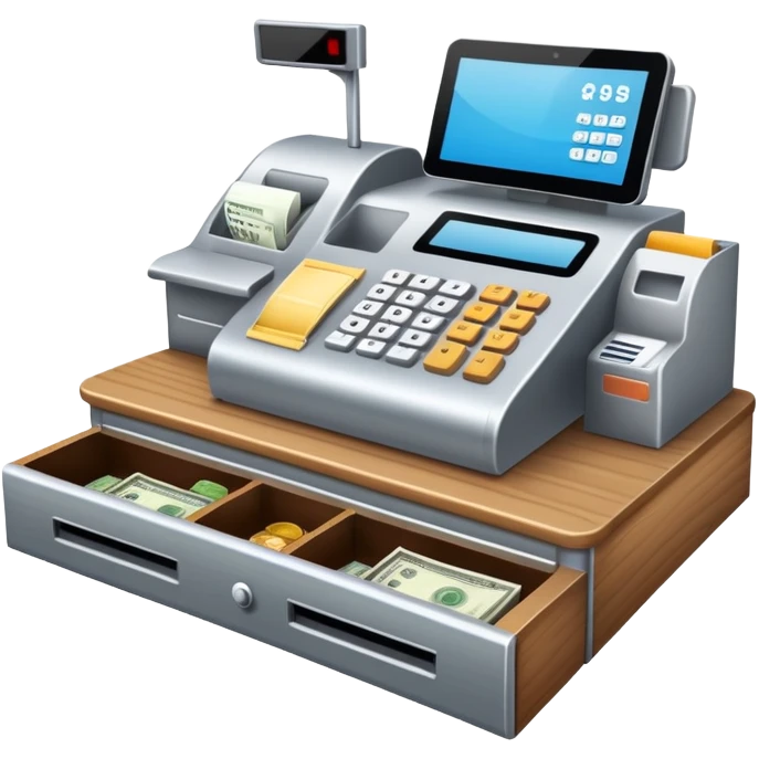 retail store checkout counter with cash register emoji