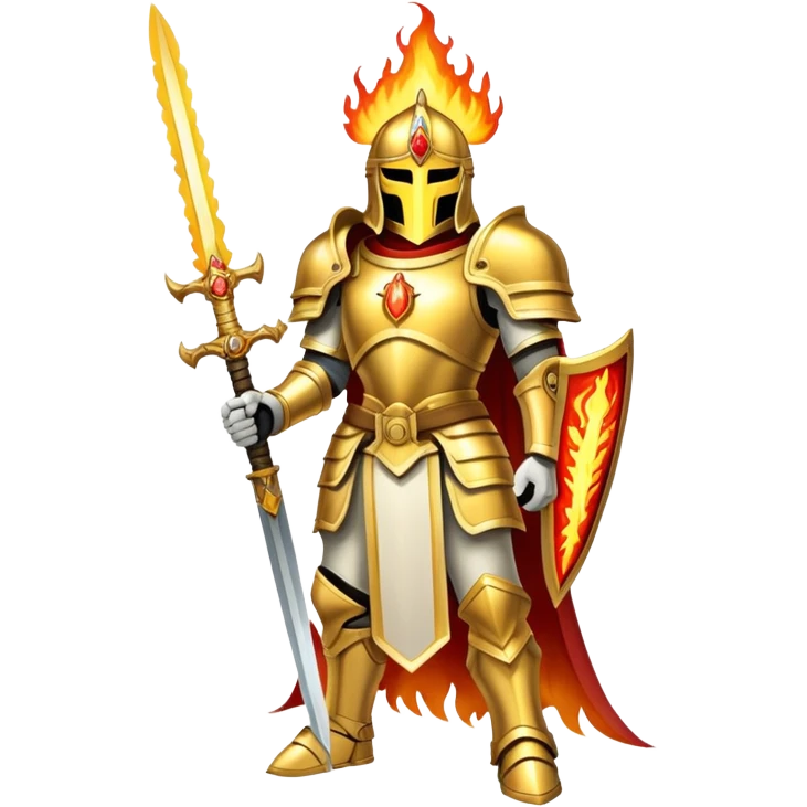 Emperor of Mankind from Warhammer 40K with golden armor and a large flaming sword emoji
