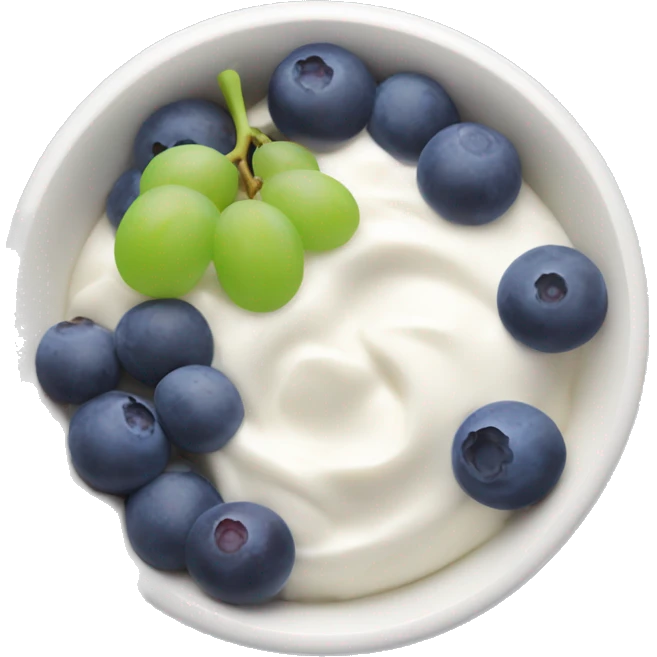 yoghurt bowl with grapes and blueberries emoji