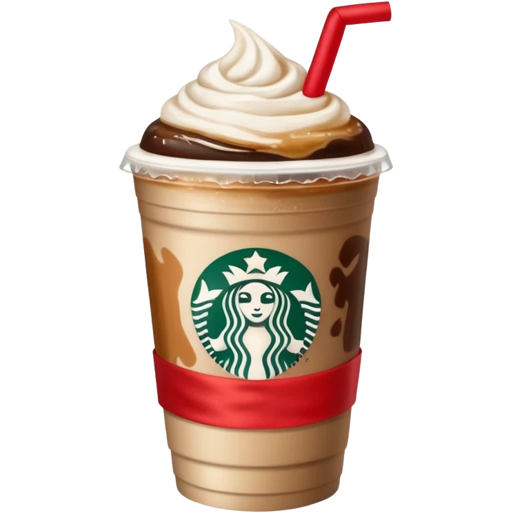 Starbucks iced espresso with milk and the cup has red ribbons printed on it emoji
