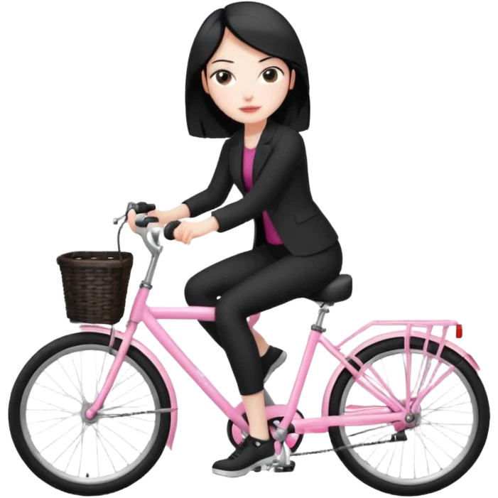 Bicycles Ergonomic bicycle of gym: seated white woman with hair black clothes pink emoji