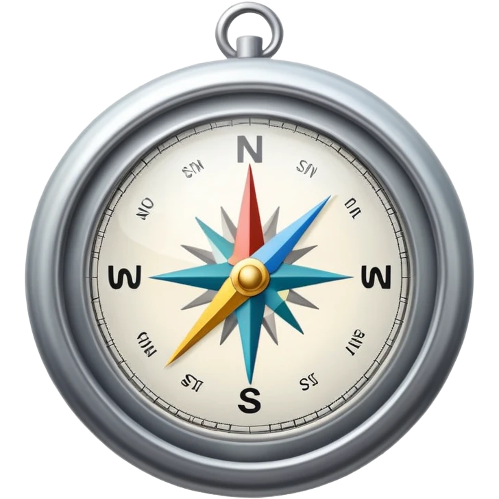 The standard iOS compass emoji 🧭 with a white ribbon threaded through the metal loop at the top of the compass emoji