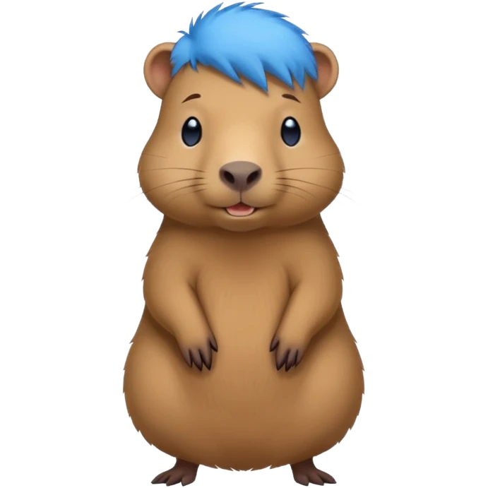 Capybara with bule head hair, standing emoji