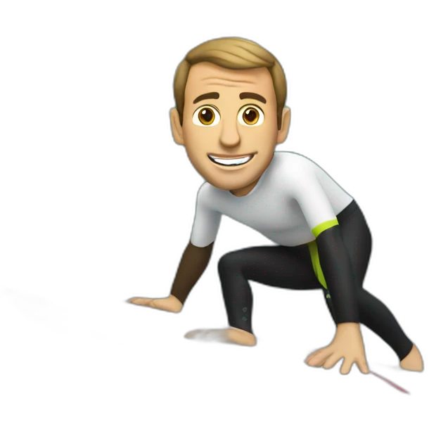 Macron sur un surf emoji
