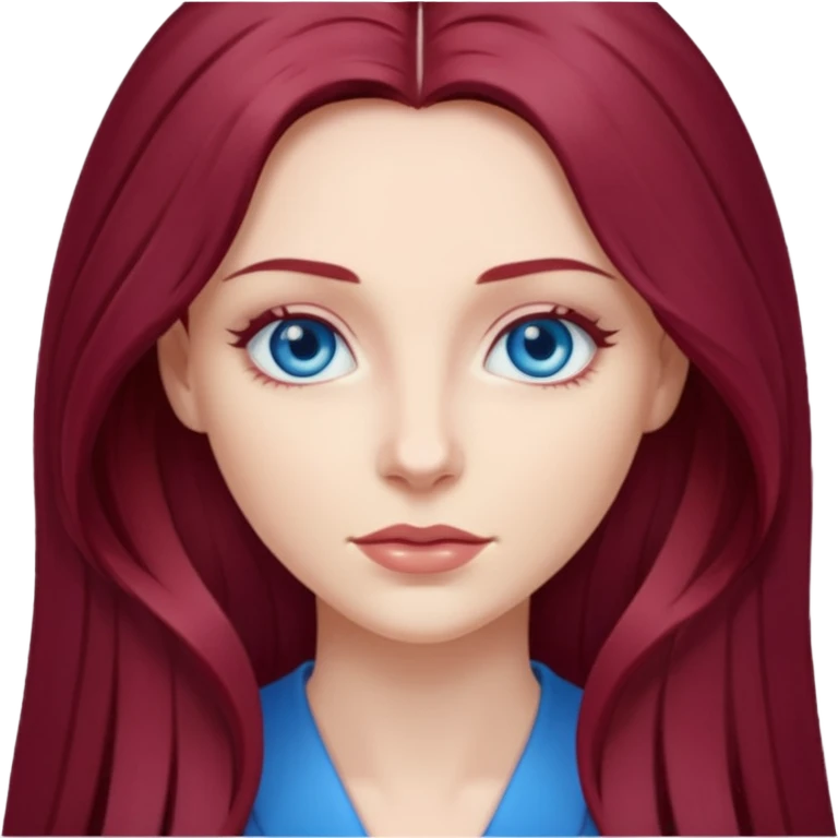 Female long burgundy hair, blue eyes, DV VICTIM AND SURVIVOR  emoji