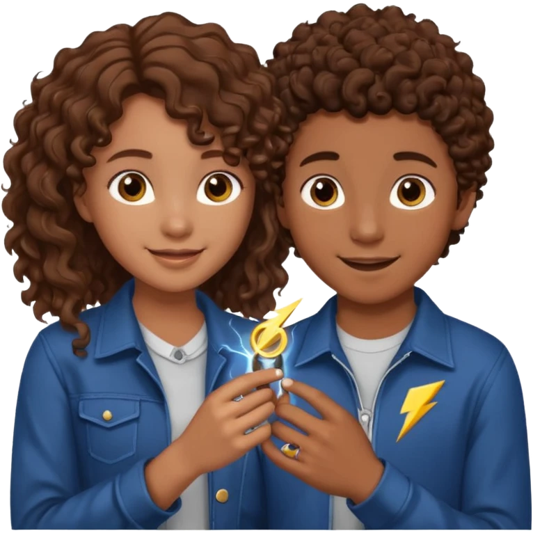 a 15 year old girl with brown curly hair but she has lightnings in it with a brown haired boy who gave her a promise ring emoji