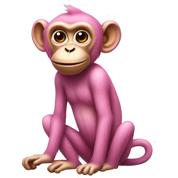 realistic pink full body monkey emoji