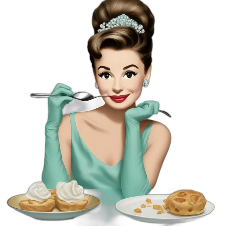Aubrey Hepburn at breakfast at Tiffany’s emoji