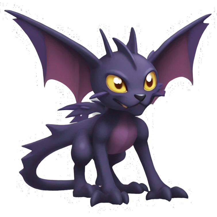 Black edgy Noivern-Noibat-cat-Fakemon full-body emoji