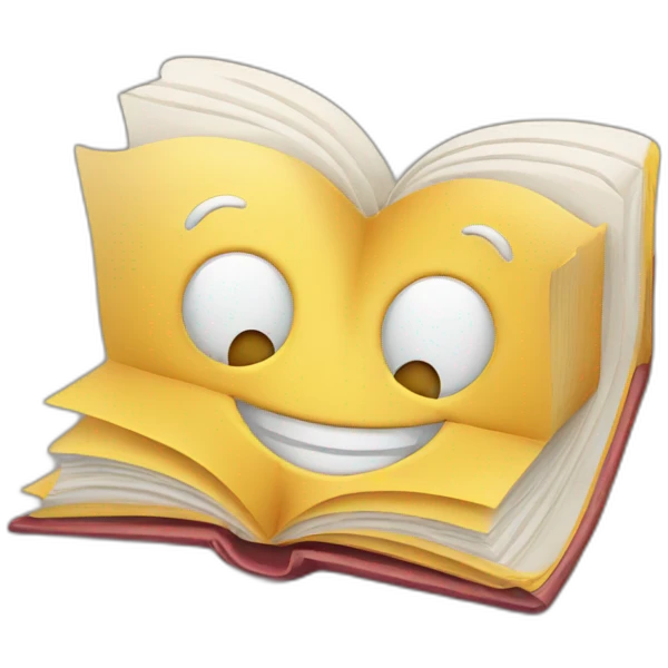Book with smiling face emoji