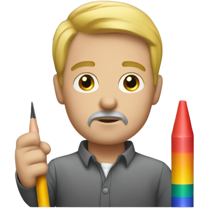 White man Mansplaining using crayons emoji