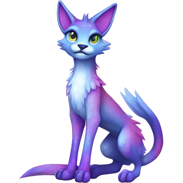 Cute Kawaii Epic Ethereal Sparkly Colorful Sergal-Caracal-Vernid full body emoji