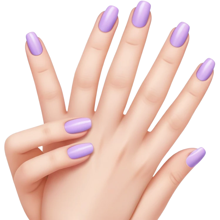lilac pastel manicure on five fingers emoji