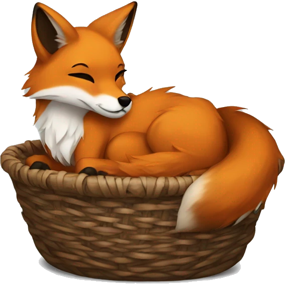 Fox curled up in a basket dark academia emoji