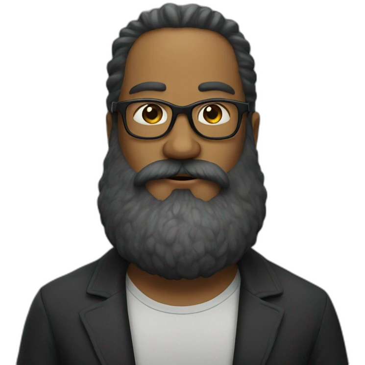 Man with very long and thick beard and glasses on emoji