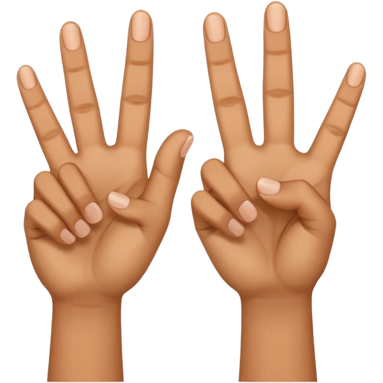 Manos con 3 dedos levantados y la otra mano solo 1 dedo levantado emoji