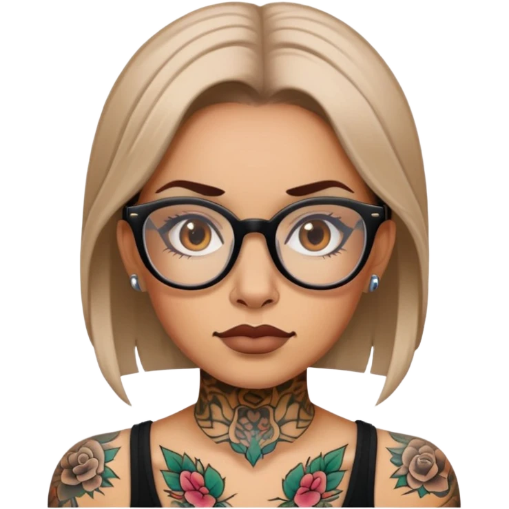 woman face with tattoos wearing glasses emoji
