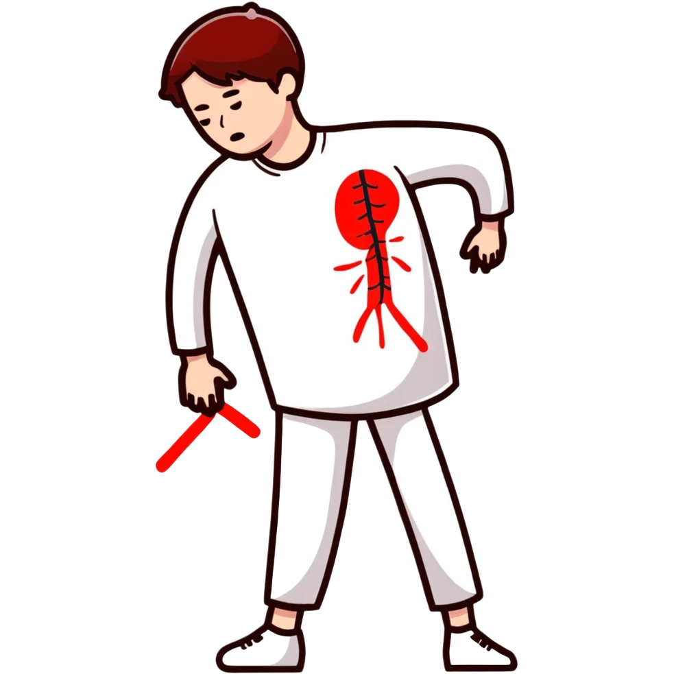 cartoon of a person with a headache, exaggerated pain, red marks emoji