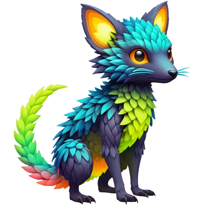 futuristic lush warm-colored neon-colored Fakémon-Trico-creature (full body) emoji