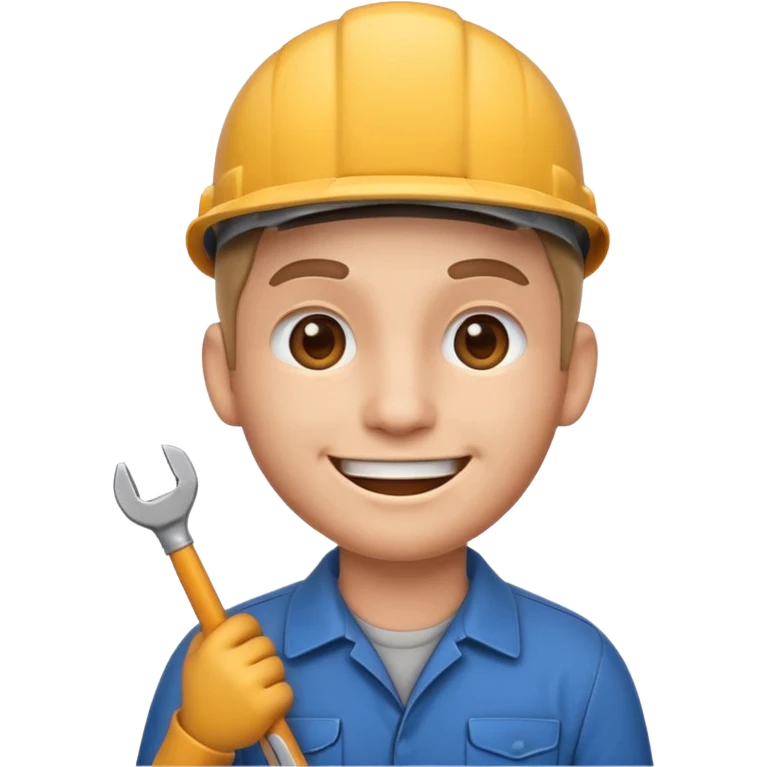 face emoji of a mechanic smiling with a wrench tucked behind the ear emoji