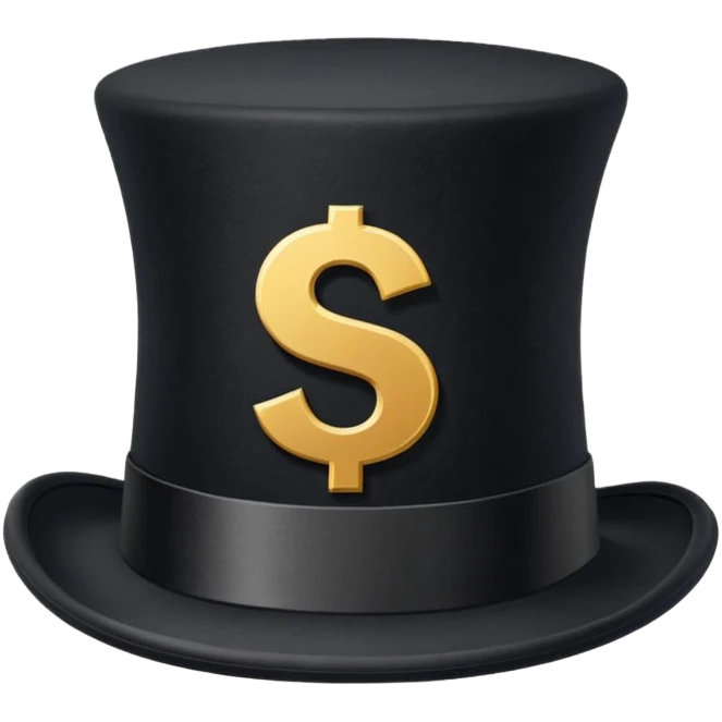top hat with "$" print emoji