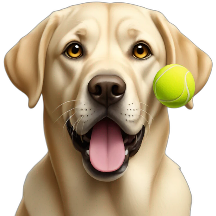 Labrador holding 4 tennis balls in mouth emoji