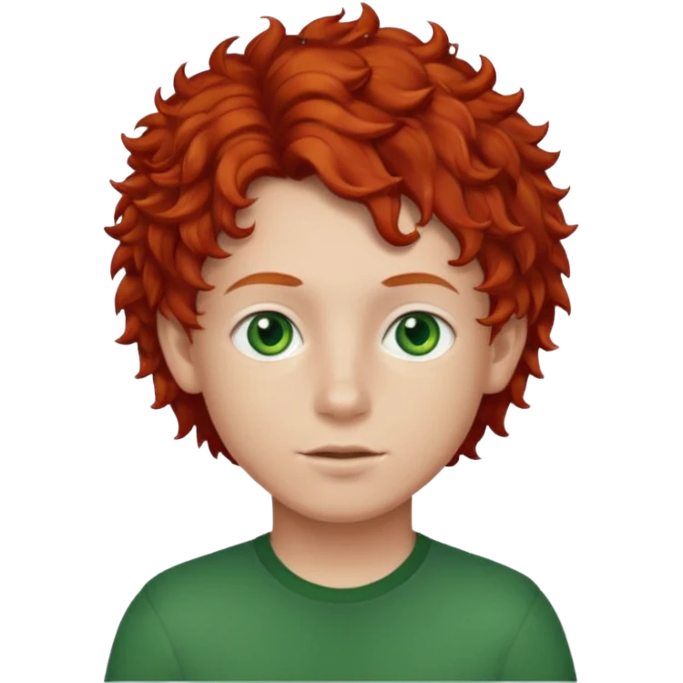 chico de pelo rojo rizado con ojos verdes emoji