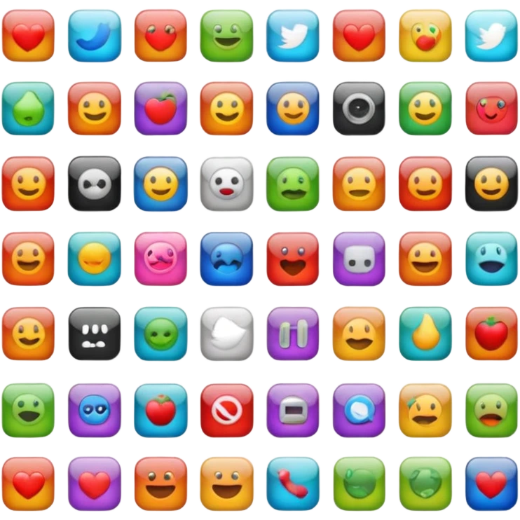 App icons in a 6x4 grid emoji