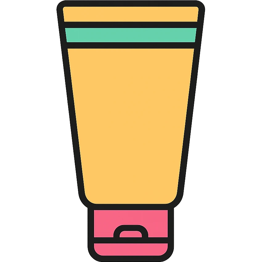 empty cosmetic cream tube, standing upright, simple design emoji