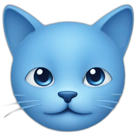 Blue simplistic sketch of a cute cat face emoji
