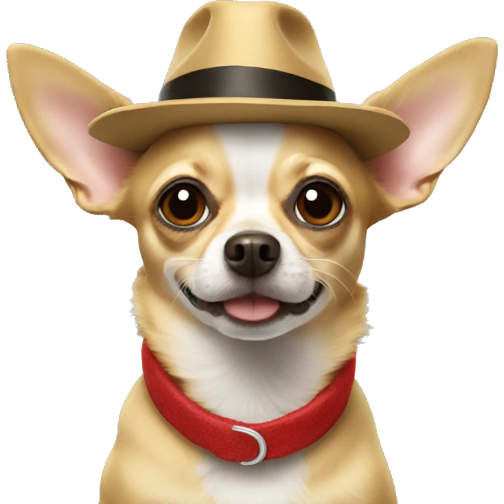 Chihuahua with which's hat emoji
