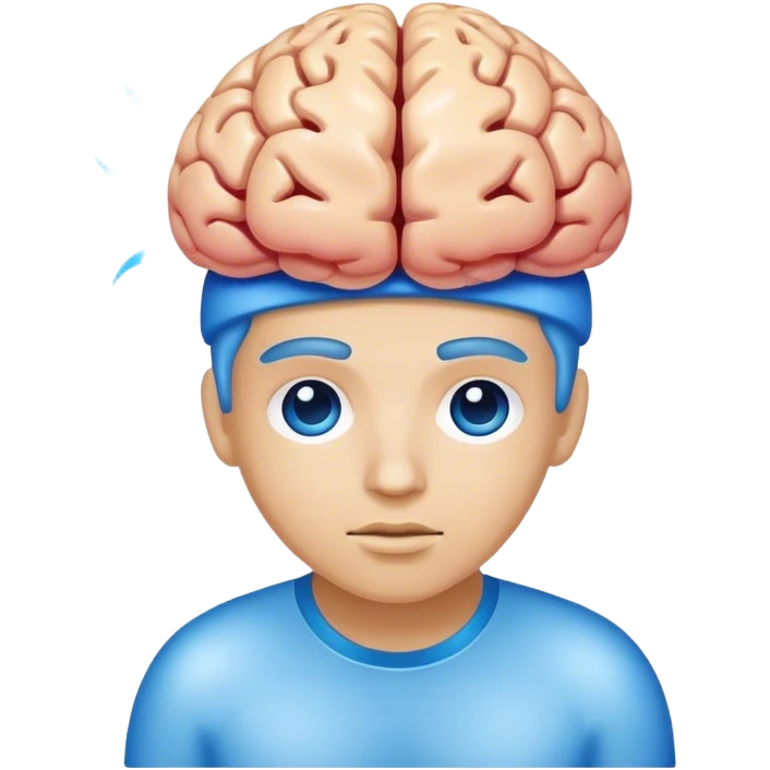 Standard emoji of a person with a blue brain emoji