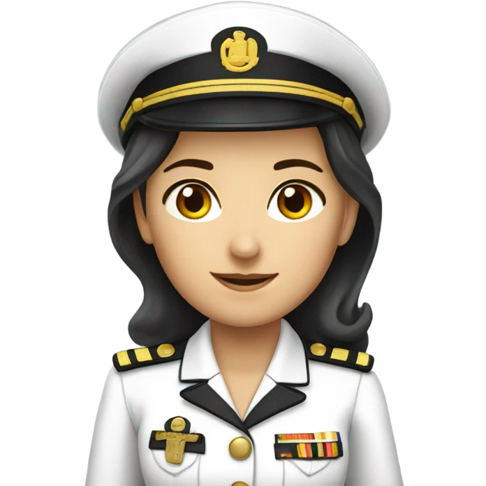 German Ship Captain Woman white Uniform dark hair emoji