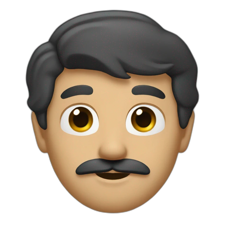 homme avec petite moustache et cheveux noirs avec une raie emoji