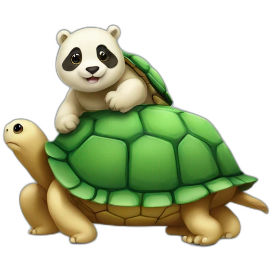 Tortue sur panda emoji