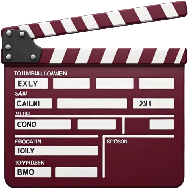 film clapper board with deep burgundy color, emoji style, simple design emoji