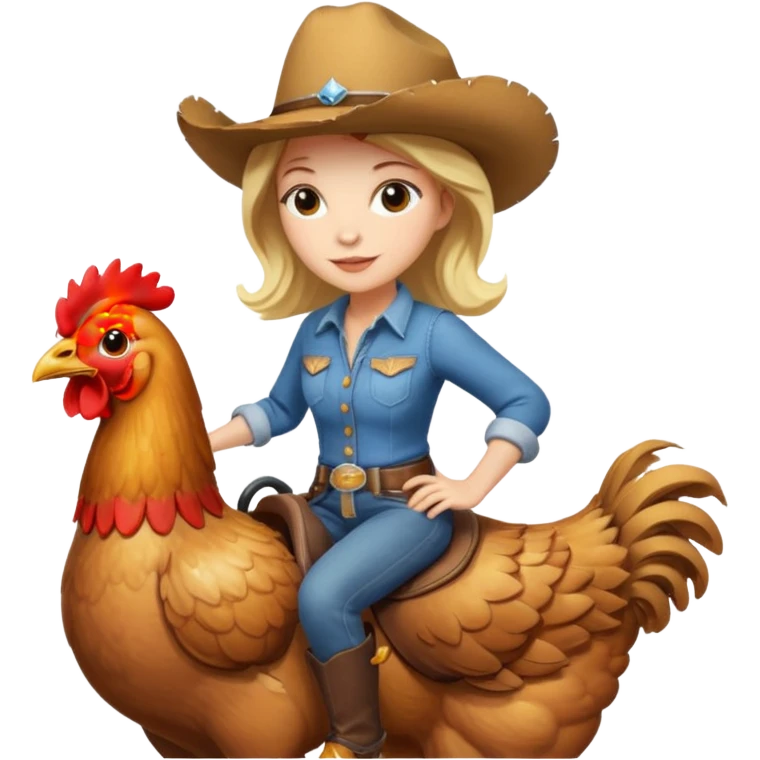 White woman  on chicken emoji