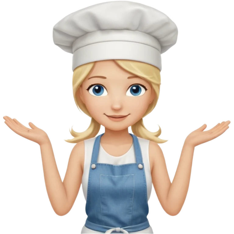 Sexy Full body  pretty
Long Blonde hair blue eyed female chef wearing white tank top, denim shorts and chef hat arms folded emoji