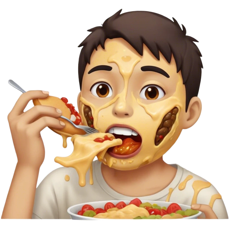 Pig sloppily eating food on face emoji