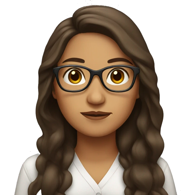 Mexican Woman with glasses and long brown hair  emoji