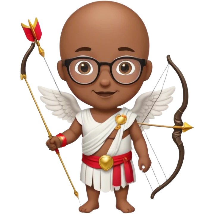 Bald black man with glasses as Cupid emoji