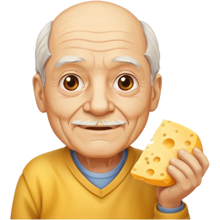 old man holding cheese piece emoji