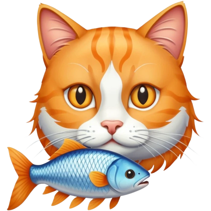 Cat sniffing fish emoji
