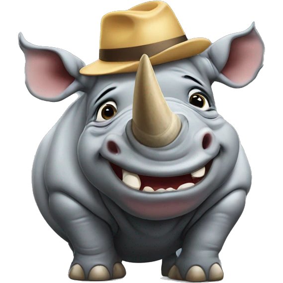 Rhinoceros crying with hat emoji