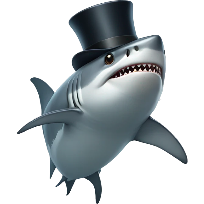Shark with a top hat emoji