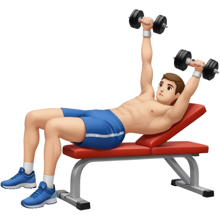 Dumbbell pressure level movement on bench liying down emoji